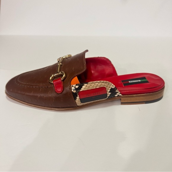 Parc Orion 1821 Genuine Leather Ostrich & Croc Mules 38/7.5 - Picture 5 of 17